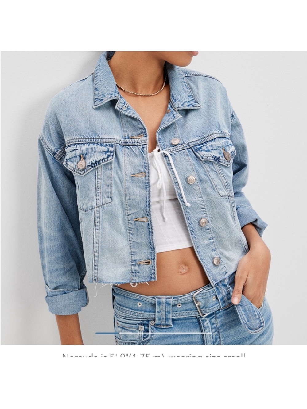 American eagle Light Blue Denim Crop Jacket size small